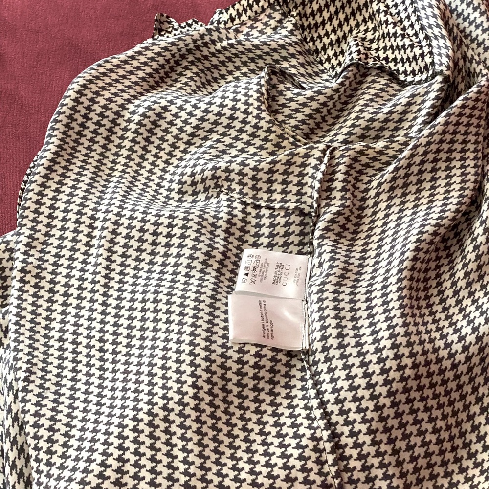 Gorgeous ❤️ Authentic Gucci Scarf Belted  Silk Houndstooth Dress - Picture 10 of 13